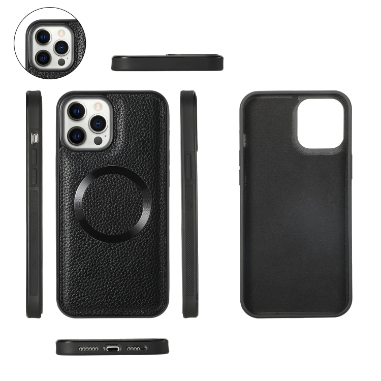 For iPhone 12 Pro MagSafe Crossbody Multi-functional Zipper Wallet Litchi Leather Phone Case(Black) - iPhone 12 / 12 Pro Cases by buy2fix | Online Shopping UK | buy2fix