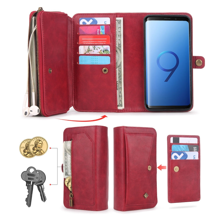 For Samsung Galaxy S9 Multi-functional Zipper Wallet Leather Phone Case(Red) - Galaxy Phone Cases by buy2fix | Online Shopping UK | buy2fix