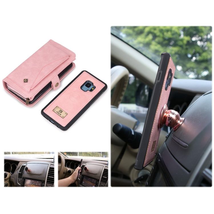 For Samsung Galaxy S9+ Multi-functional Zipper Wallet Leather Phone Case(Pink) - Galaxy Phone Cases by buy2fix | Online Shopping UK | buy2fix