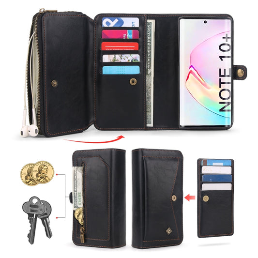 For Samsung Galaxy Note10+ Multi-functional Zipper Wallet Leather Phone Case(Black) - Galaxy Phone Cases by buy2fix | Online Shopping UK | buy2fix
