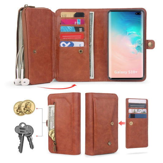 For Samsung Galaxy S10+ Multi-functional Zipper Wallet Leather Phone Case(Orange) - Galaxy Phone Cases by buy2fix | Online Shopping UK | buy2fix