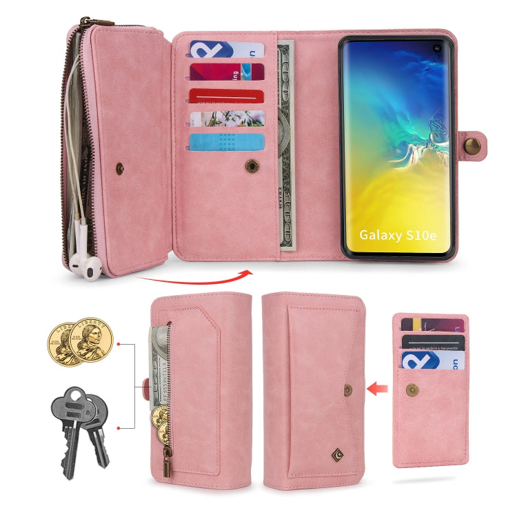 For Samsung Galaxy S10e Multi-functional Zipper Wallet Leather Phone Case(Pink) - Galaxy Phone Cases by buy2fix | Online Shopping UK | buy2fix