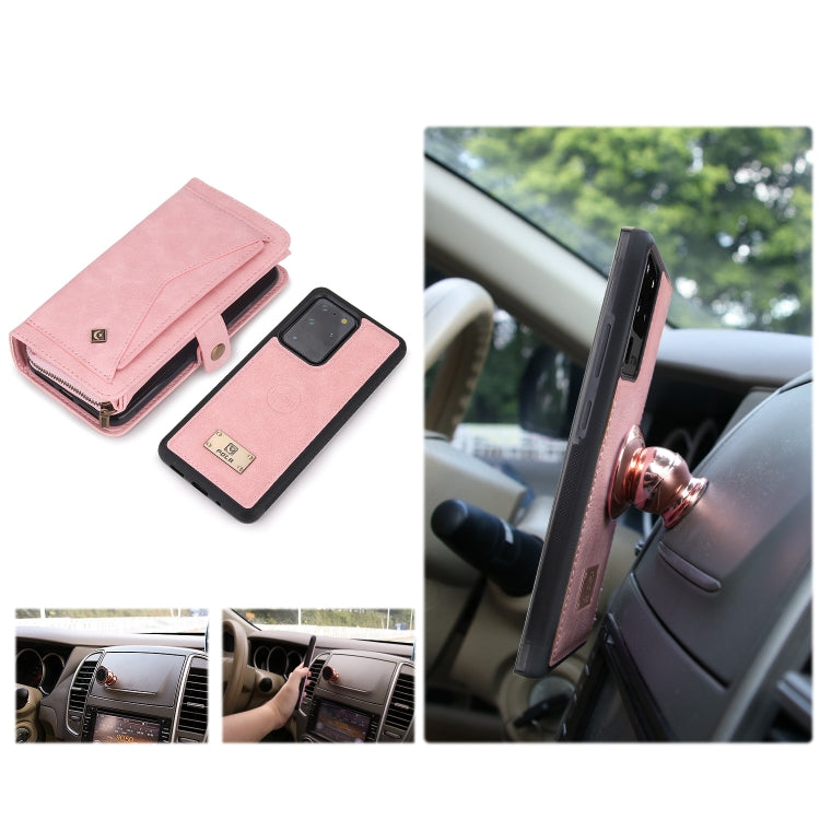 For Samsung  Galaxy S20 Ultra Multi-functional Zipper Wallet Leather Phone Case(Pink) - Galaxy Phone Cases by buy2fix | Online Shopping UK | buy2fix