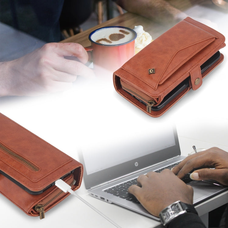For Samsung Galaxy S21 Ultra 5G Multi-functional Zipper Wallet Leather Phone Case(Orange) - Galaxy S21 Ultra 5G Cases by buy2fix | Online Shopping UK | buy2fix