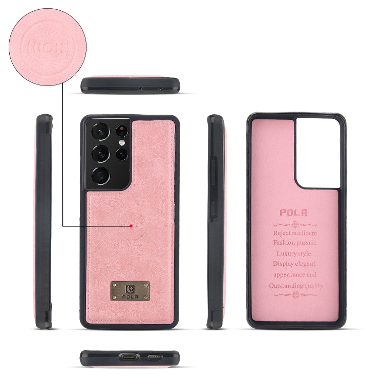 For Samsung Galaxy S21 Ultra 5G Multi-functional Zipper Wallet Leather Phone Case(Pink) - Galaxy S21 Ultra 5G Cases by buy2fix | Online Shopping UK | buy2fix