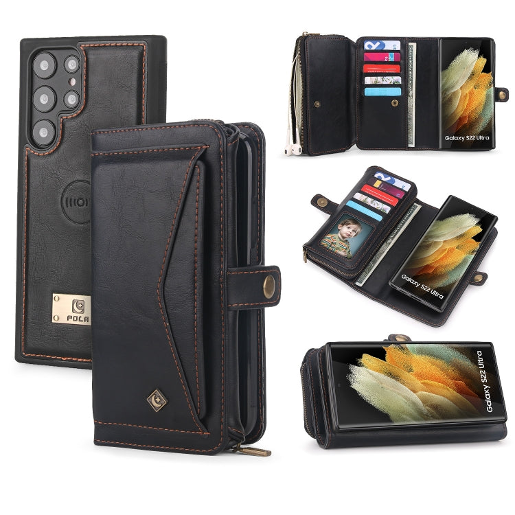For Samsung Galaxy S22 Ultra 5G Multi-functional Zipper Wallet Leather Phone Case(Black) - Galaxy S22 Ultra 5G Cases by buy2fix | Online Shopping UK | buy2fix