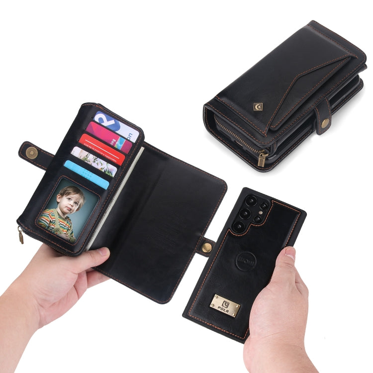 For Samsung Galaxy S22 Ultra 5G Multi-functional Zipper Wallet Leather Phone Case(Black) - Galaxy S22 Ultra 5G Cases by buy2fix | Online Shopping UK | buy2fix