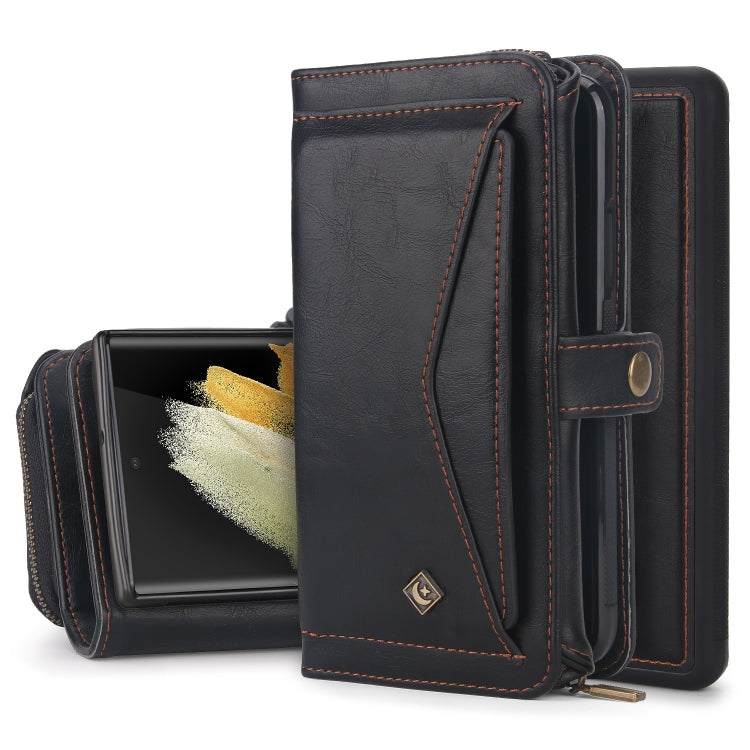 For Samsung Galaxy S22 Ultra 5G Multi-functional Zipper Wallet Leather Phone Case(Black) - Galaxy S22 Ultra 5G Cases by buy2fix | Online Shopping UK | buy2fix