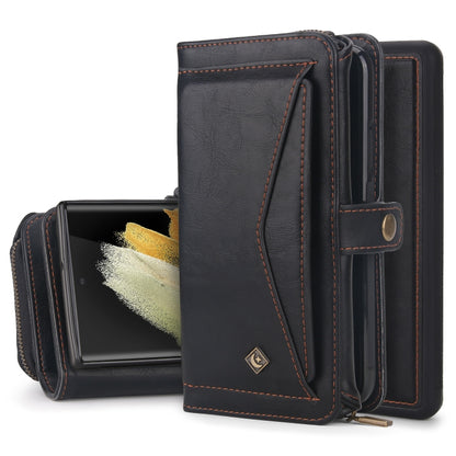 For Samsung Galaxy S22 Ultra 5G Multi-functional Zipper Wallet Leather Phone Case(Black) - Galaxy S22 Ultra 5G Cases by buy2fix | Online Shopping UK | buy2fix