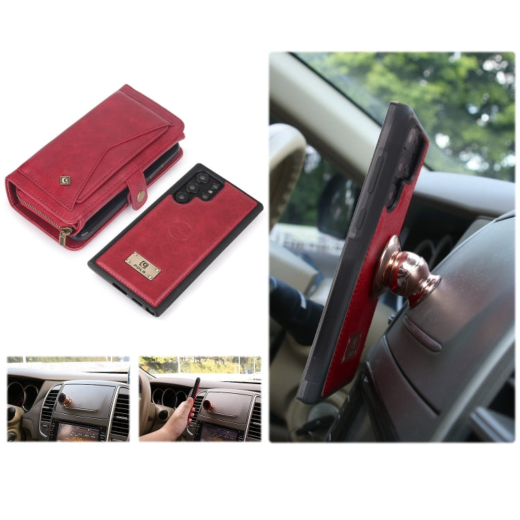 For Samsung Galaxy S22 Ultra 5G Multi-functional Zipper Wallet Leather Phone Case(Red) - Galaxy S22 Ultra 5G Cases by buy2fix | Online Shopping UK | buy2fix
