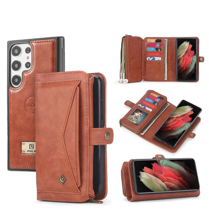 For Samsung Galaxy S23+ 5G Multi-functional Zipper Wallet Leather Phone Case(Orange) - Galaxy S23+ 5G Cases by buy2fix | Online Shopping UK | buy2fix