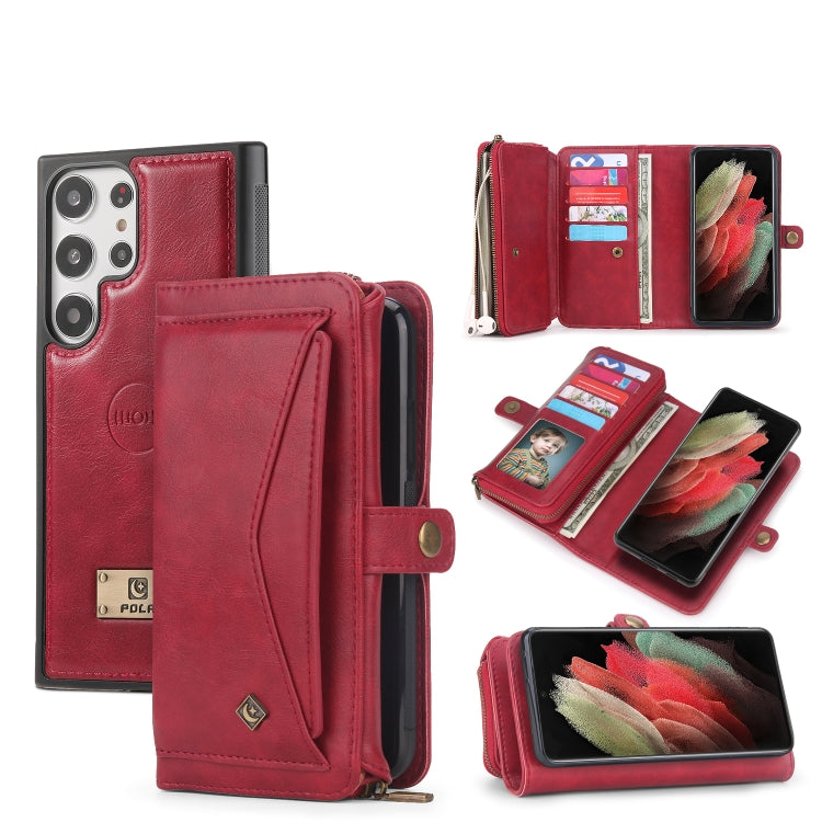 For Samsung Galaxy S23+ 5G Multi-functional Zipper Wallet Leather Phone Case(Red) - Galaxy S23+ 5G Cases by buy2fix | Online Shopping UK | buy2fix