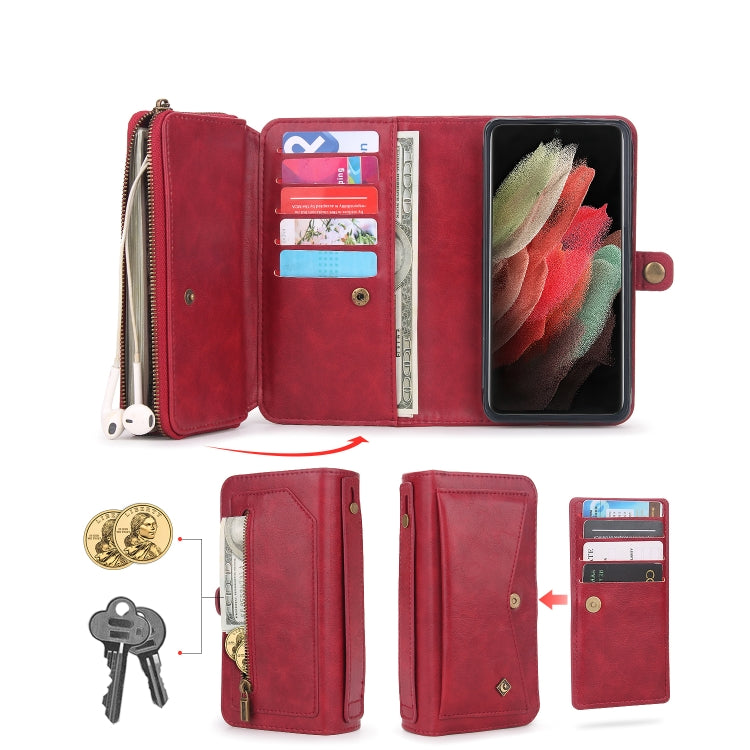 For Samsung Galaxy S23+ 5G Multi-functional Zipper Wallet Leather Phone Case(Red) - Galaxy S23+ 5G Cases by buy2fix | Online Shopping UK | buy2fix