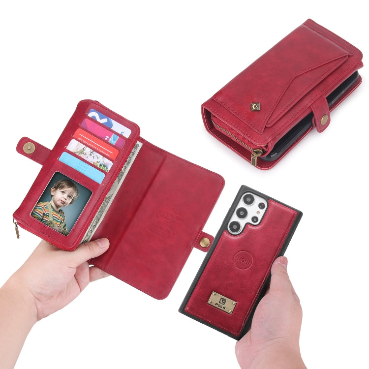 For Samsung Galaxy S23+ 5G Multi-functional Zipper Wallet Leather Phone Case(Red) - Galaxy S23+ 5G Cases by buy2fix | Online Shopping UK | buy2fix