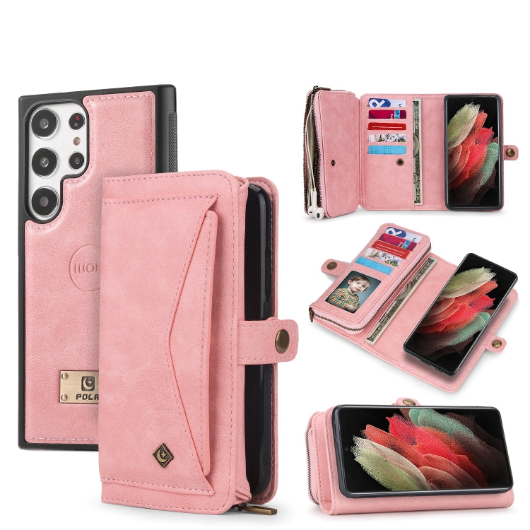 For Samsung Galaxy S23+ 5G Multi-functional Zipper Wallet Leather Phone Case(Pink) - Galaxy S23+ 5G Cases by buy2fix | Online Shopping UK | buy2fix