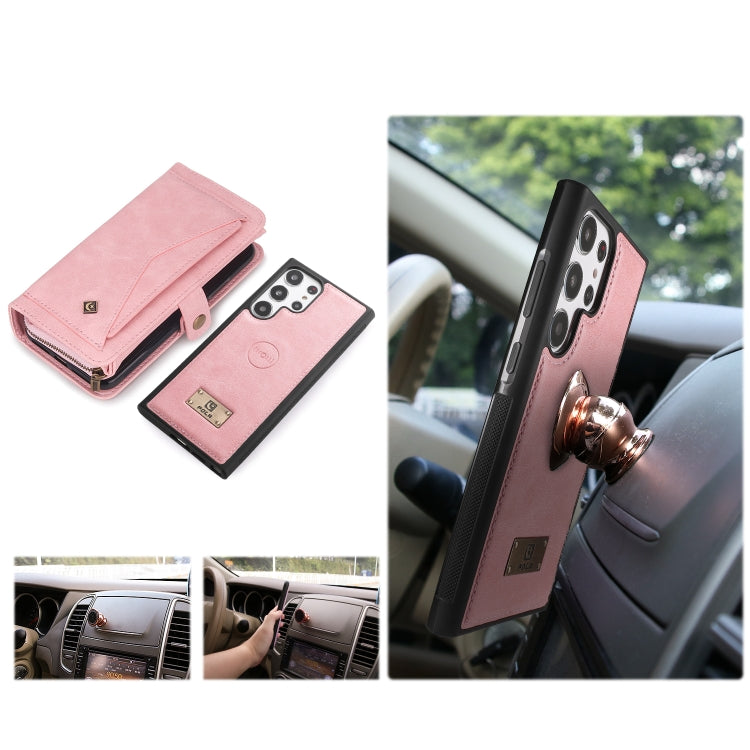 For Samsung Galaxy S23+ 5G Multi-functional Zipper Wallet Leather Phone Case(Pink) - Galaxy S23+ 5G Cases by buy2fix | Online Shopping UK | buy2fix