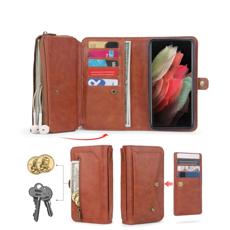 For Samsung Galaxy S23 Ultra 5G Multi-functional Zipper Wallet Leather Phone Case(Orange) - Galaxy S23 Ultra 5G Cases by buy2fix | Online Shopping UK | buy2fix