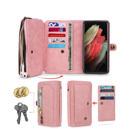 For Samsung Galaxy S23 Ultra 5G Multi-functional Zipper Wallet Leather Phone Case(Pink) - Galaxy S23 Ultra 5G Cases by buy2fix | Online Shopping UK | buy2fix