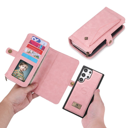 For Samsung Galaxy S23 Ultra 5G Multi-functional Zipper Wallet Leather Phone Case(Pink) - Galaxy S23 Ultra 5G Cases by buy2fix | Online Shopping UK | buy2fix