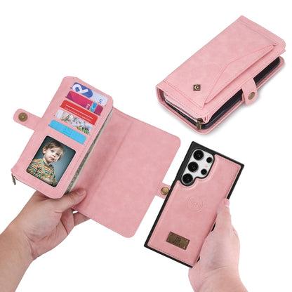 For Samsung Galaxy S24 Ultra 5G Multi-functional Zipper Wallet Leather Phone Case(Pink) - Galaxy S24 Ultra 5G Cases by buy2fix | Online Shopping UK | buy2fix
