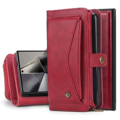 For Samsung Galaxy S24+ 5G Multi-functional Zipper Wallet Leather Phone Case(Red) - Galaxy S24+ 5G Cases by buy2fix | Online Shopping UK | buy2fix