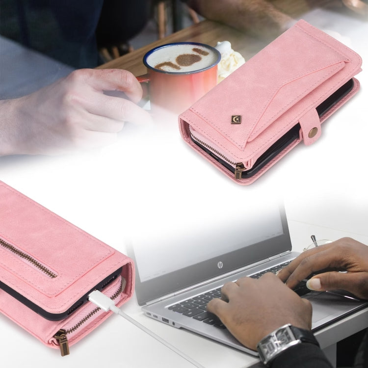 For Samsung Galaxy S24+ 5G Multi-functional Zipper Wallet Leather Phone Case(Pink) - Galaxy S24+ 5G Cases by buy2fix | Online Shopping UK | buy2fix