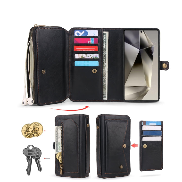 For Samsung Galaxy S24 5G Multi-functional Zipper Wallet Leather Phone Case(Black) - Galaxy S24 5G Cases by buy2fix | Online Shopping UK | buy2fix
