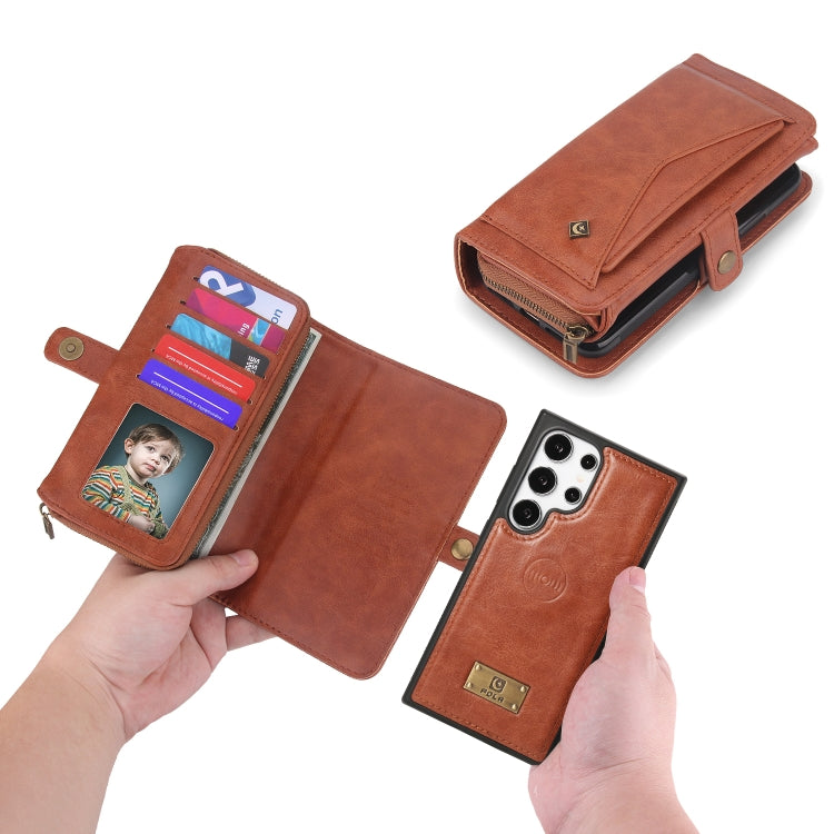 For Samsung Galaxy S24 5G Multi-functional Zipper Wallet Leather Phone Case(Orange) - Galaxy S24 5G Cases by buy2fix | Online Shopping UK | buy2fix