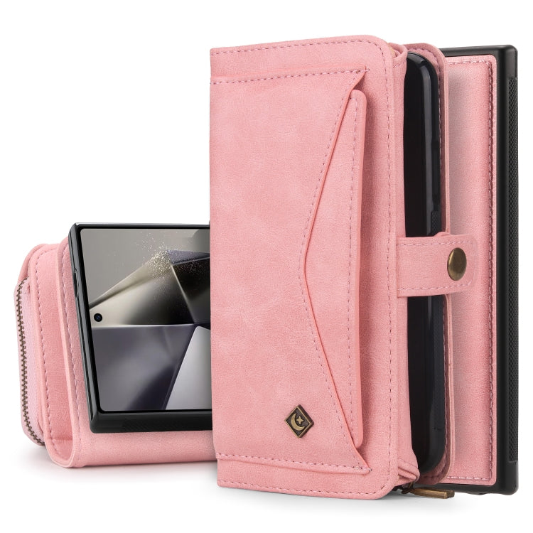 For Samsung Galaxy S24 5G Multi-functional Zipper Wallet Leather Phone Case(Pink) - Galaxy S24 5G Cases by buy2fix | Online Shopping UK | buy2fix