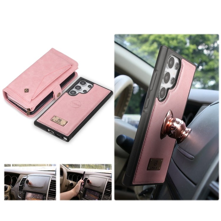 For Samsung Galaxy S24 5G Multi-functional Zipper Wallet Leather Phone Case(Pink) - Galaxy S24 5G Cases by buy2fix | Online Shopping UK | buy2fix