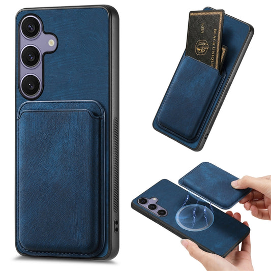 For Samsung Galaxy S25 5G Retro Leather Card Bag Magnetic Phone Case(Blue) by buy2fix