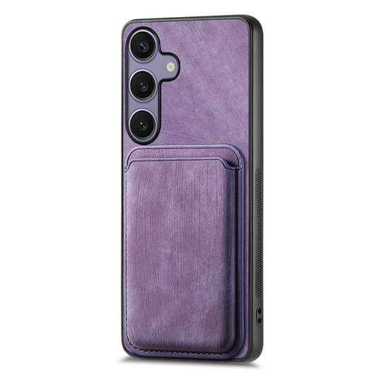 For Samsung Galaxy S25 5G Retro Leather Card Bag Magnetic Phone Case(Purple) by buy2fix