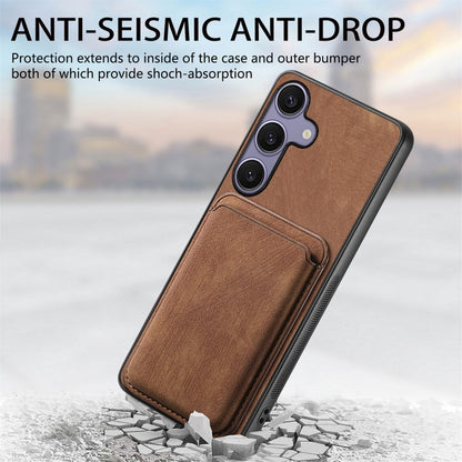 For Samsung Galaxy S25+ 5G Retro Leather Card Bag Magnetic Phone Case(Brown) by buy2fix