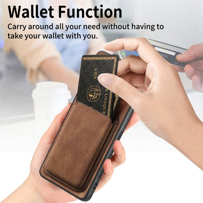 For Samsung Galaxy S25+ 5G Retro Leather Card Bag Magnetic Phone Case(Brown) by buy2fix