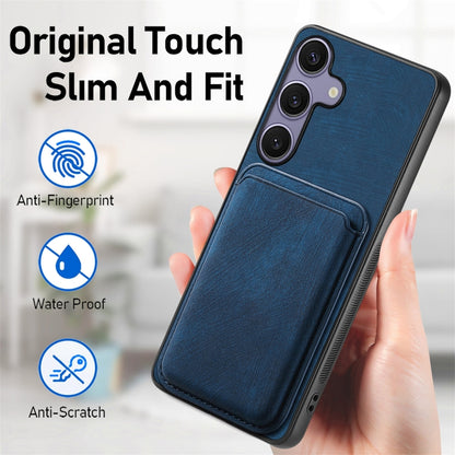 For Samsung Galaxy S25+ 5G Retro Leather Card Bag Magnetic Phone Case(Blue) - Galaxy S25+ 5G Cases by buy2fix | Online Shopping UK | buy2fix