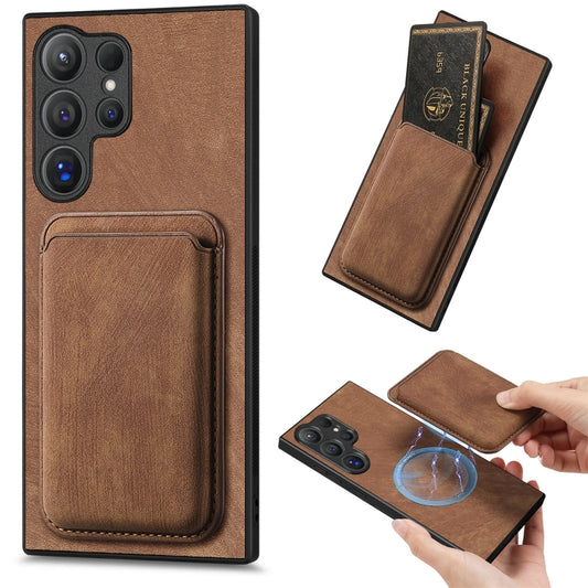 For Samsung Galaxy S25 Ultra 5G Retro Leather Card Bag Magnetic Phone Case(Brown) by buy2fix
