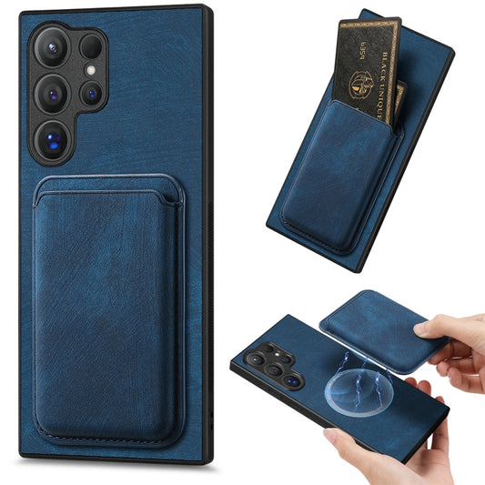 For Samsung Galaxy S25 Ultra 5G Retro Leather Card Bag Magnetic Phone Case(Blue) by buy2fix