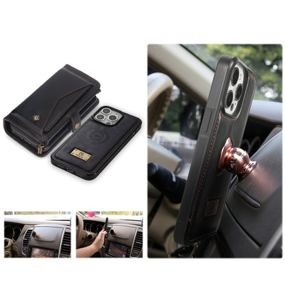 For iPhone 15 Pro Multi-functional Zipper Wallet Leather Phone Case(Black) - iPhone 15 Pro Cases by buy2fix | Online Shopping UK | buy2fix