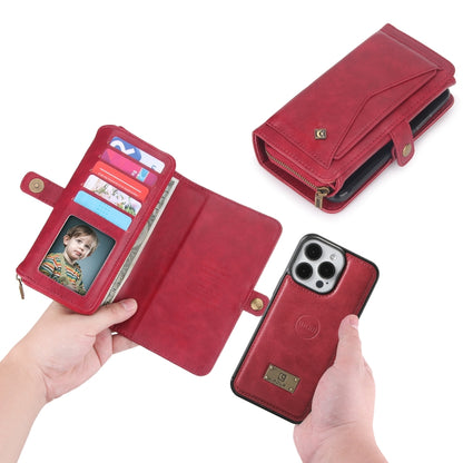 For iPhone 15 Plus Multi-functional Zipper Wallet Leather Phone Case(Red) - iPhone 15 Plus Cases by buy2fix | Online Shopping UK | buy2fix