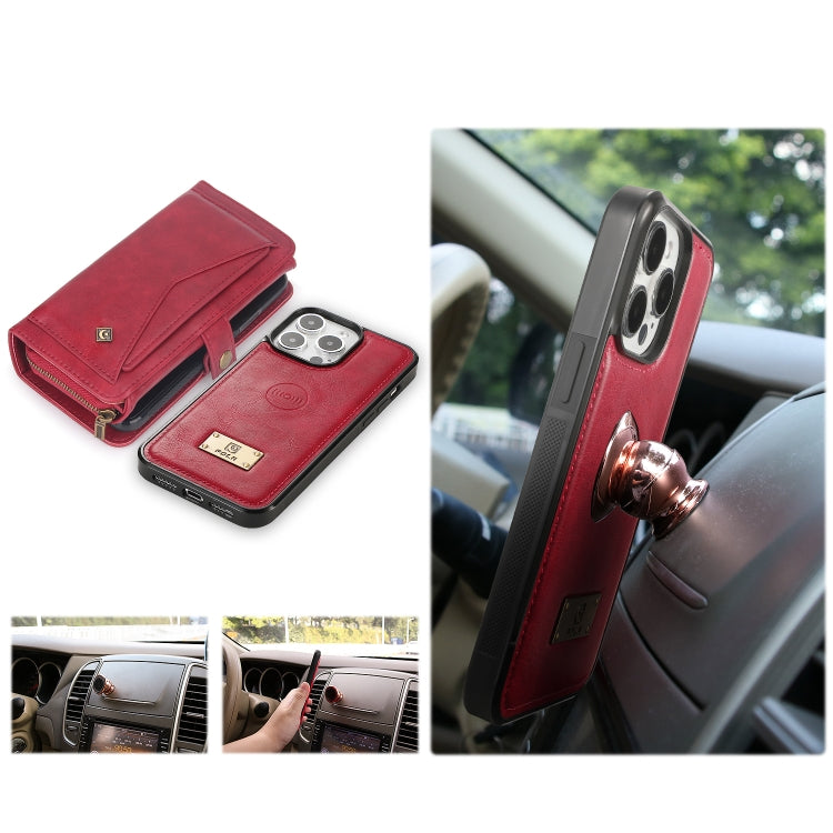 For iPhone 15 Plus Multi-functional Zipper Wallet Leather Phone Case(Red) - iPhone 15 Plus Cases by buy2fix | Online Shopping UK | buy2fix