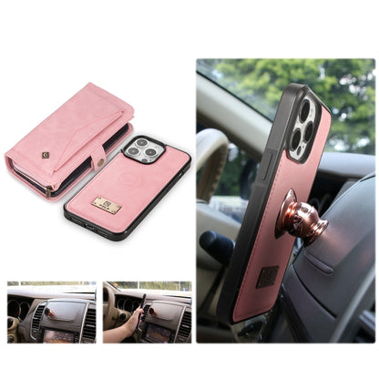 For iPhone 15 Multi-functional Zipper Wallet Leather Phone Case(Pink) - iPhone 15 Cases by buy2fix | Online Shopping UK | buy2fix