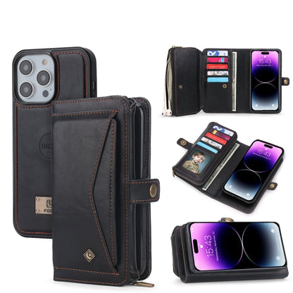 For iPhone 14 Pro Max Multi-functional Zipper Wallet Leather Phone Case(Black) - iPhone 14 Pro Max Cases by buy2fix | Online Shopping UK | buy2fix