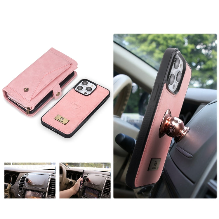 For iPhone 14 Pro Max Multi-functional Zipper Wallet Leather Phone Case(Pink) - iPhone 14 Pro Max Cases by buy2fix | Online Shopping UK | buy2fix