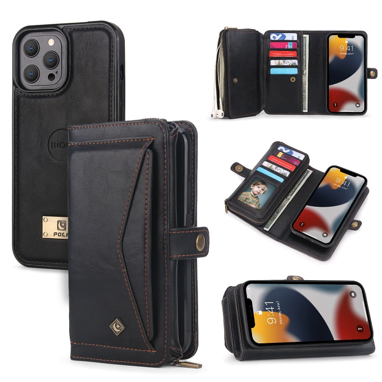 For iPhone 13 Pro Max Multi-functional Zipper Wallet Leather Phone Case(Black) - iPhone 13 Pro Max Cases by buy2fix | Online Shopping UK | buy2fix