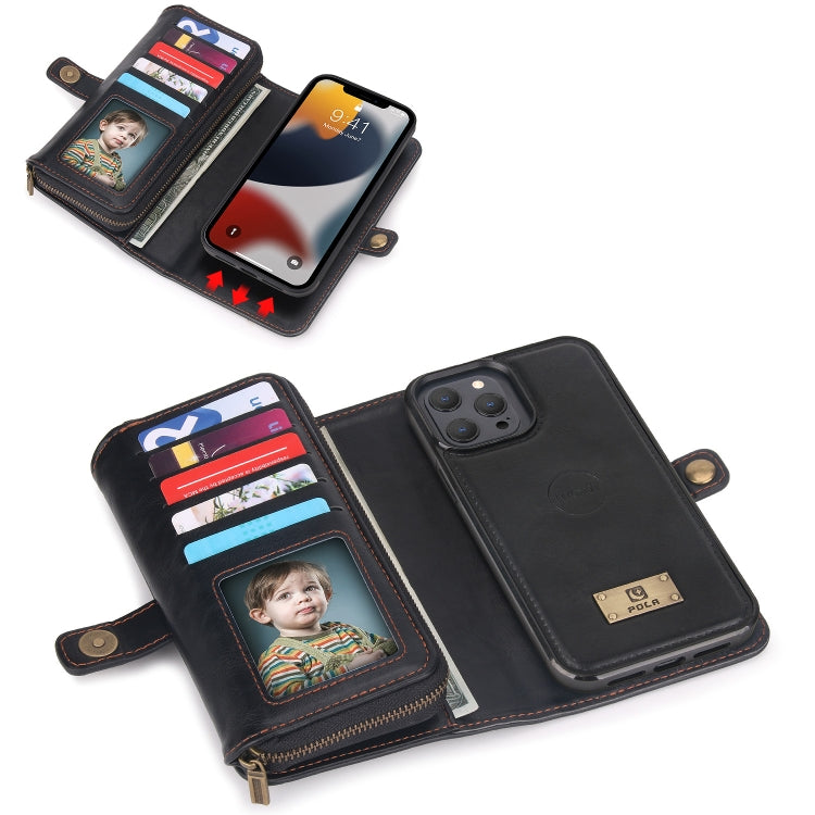 For iPhone 13 Pro Max Multi-functional Zipper Wallet Leather Phone Case(Black) - iPhone 13 Pro Max Cases by buy2fix | Online Shopping UK | buy2fix
