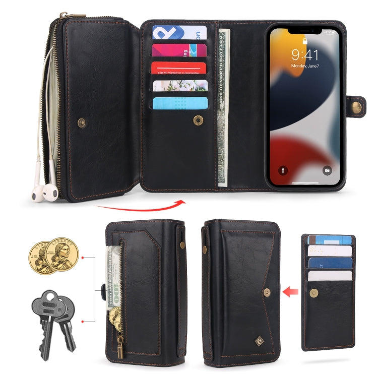 For iPhone 13 Pro Max Multi-functional Zipper Wallet Leather Phone Case(Black) - iPhone 13 Pro Max Cases by buy2fix | Online Shopping UK | buy2fix