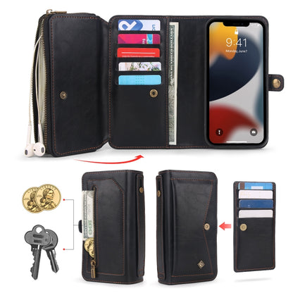 For iPhone 13 Pro Max Multi-functional Zipper Wallet Leather Phone Case(Black) - iPhone 13 Pro Max Cases by buy2fix | Online Shopping UK | buy2fix