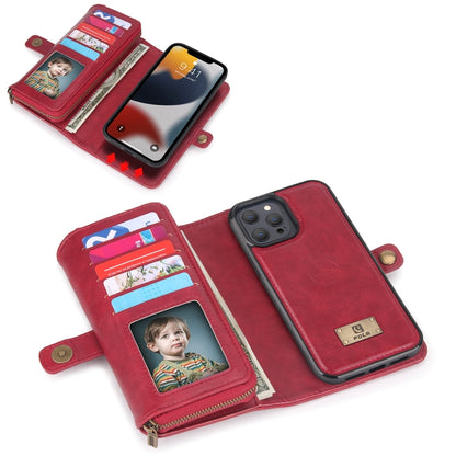 For iPhone 13 Pro Multi-functional Zipper Wallet Leather Phone Case(Red) - iPhone 13 Pro Cases by buy2fix | Online Shopping UK | buy2fix