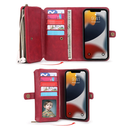 For iPhone 13 Pro Multi-functional Zipper Wallet Leather Phone Case(Red) - iPhone 13 Pro Cases by buy2fix | Online Shopping UK | buy2fix