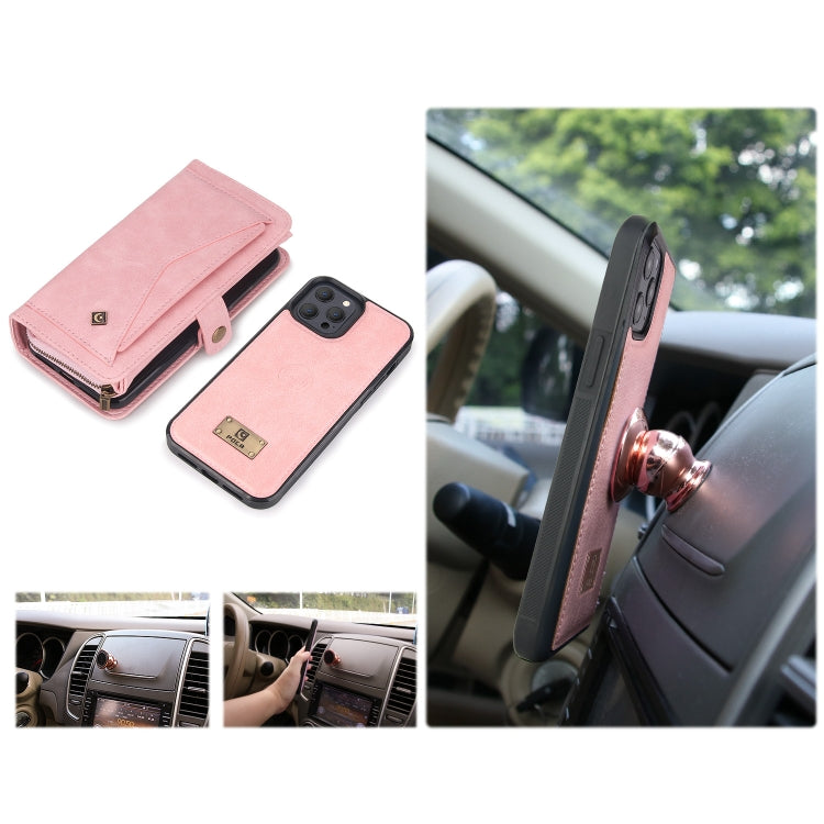 For iPhone 13 Multi-functional Zipper Wallet Leather Phone Case(Pink) - iPhone 13 Cases by buy2fix | Online Shopping UK | buy2fix